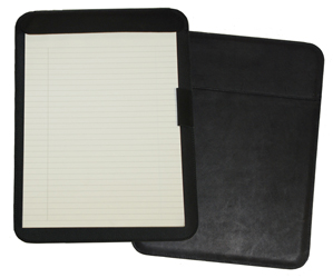 Front and Back Cover of Black Leather Secretary Padfolio